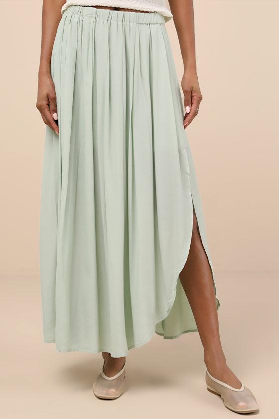 If You Pleats Mint Pleated Maxi Skirt Product Image