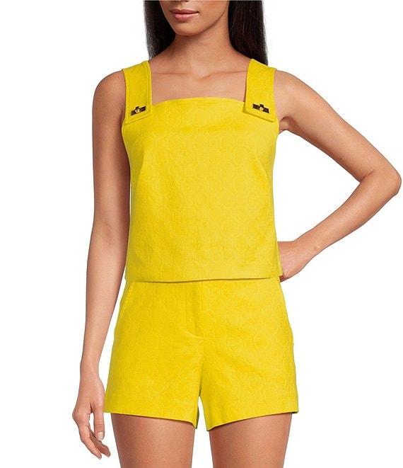 Trina Turk Cherrey Geometric Jacquard Square Neck Sleeveless Cooridinating Top Product Image