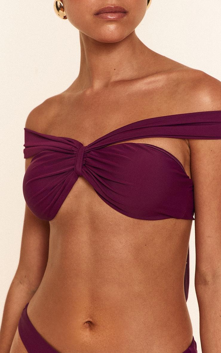 Purple Bardot Strap Bikini Top Product Image
