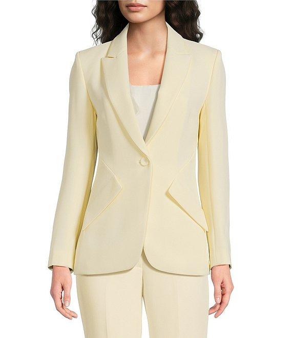 Muse by Marchesa Daphne Stretch Crepe Notch Lapel Collar Neck Long Sleeve One Button Blazer Product Image