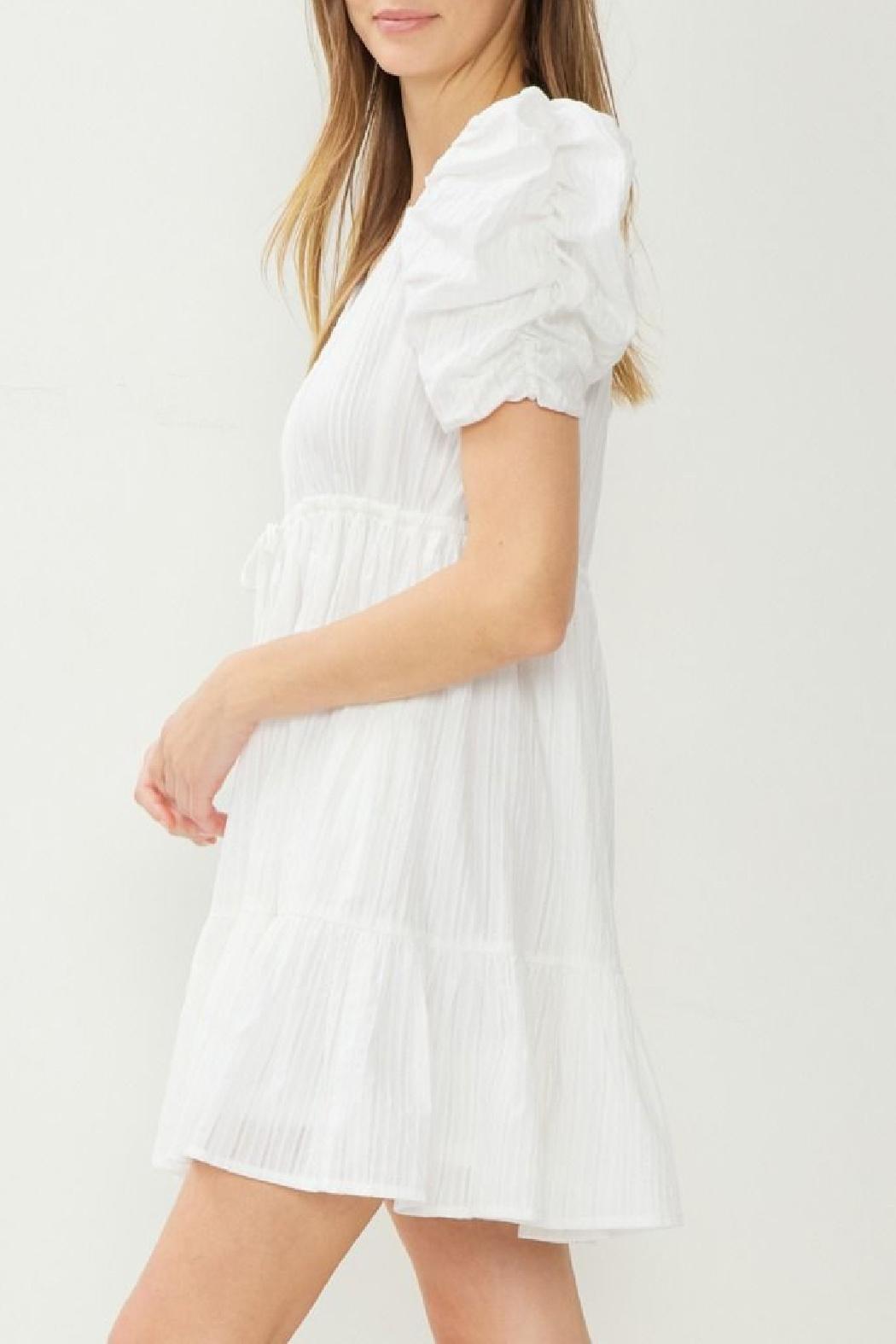 Textured Drawstring Waist Dress Product Image