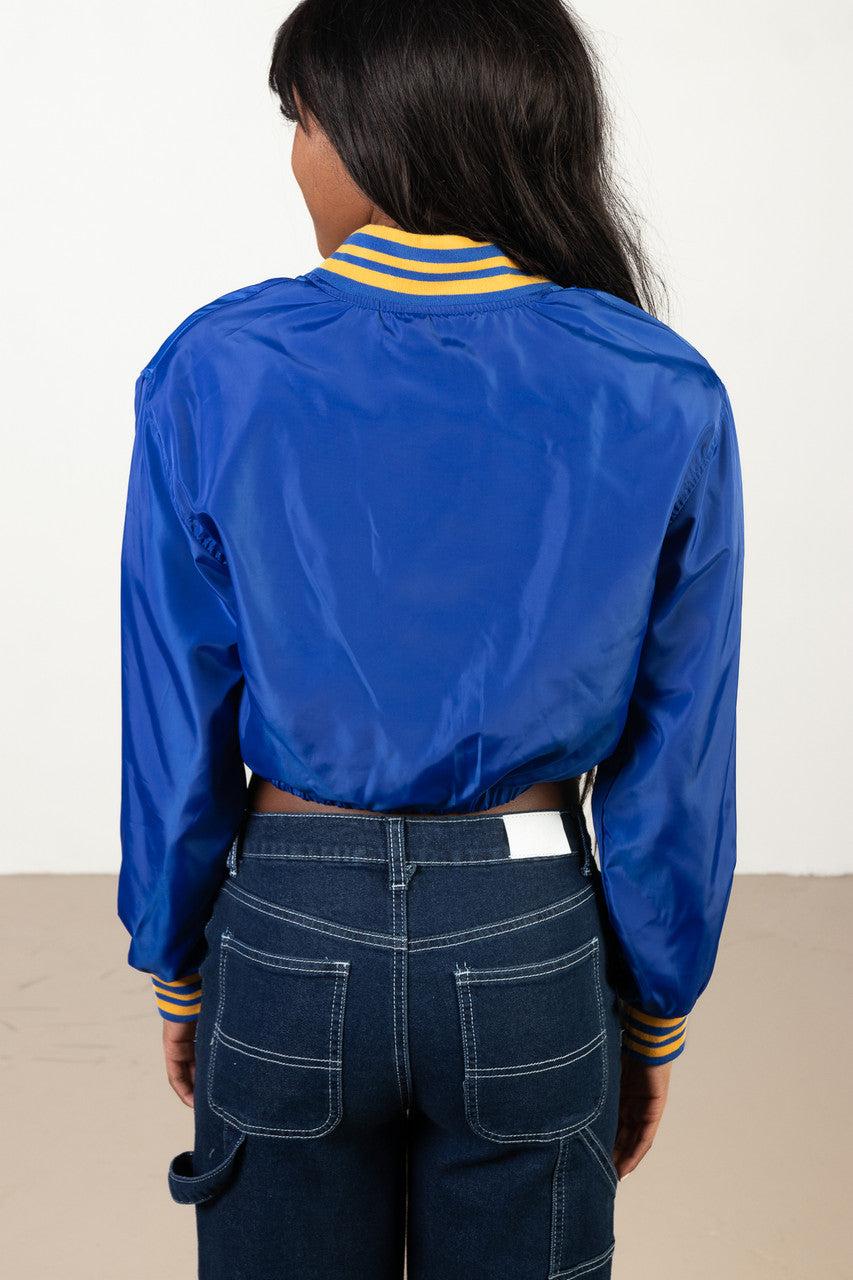 Surf The Web Blue Silk Varsity Jacket Product Image