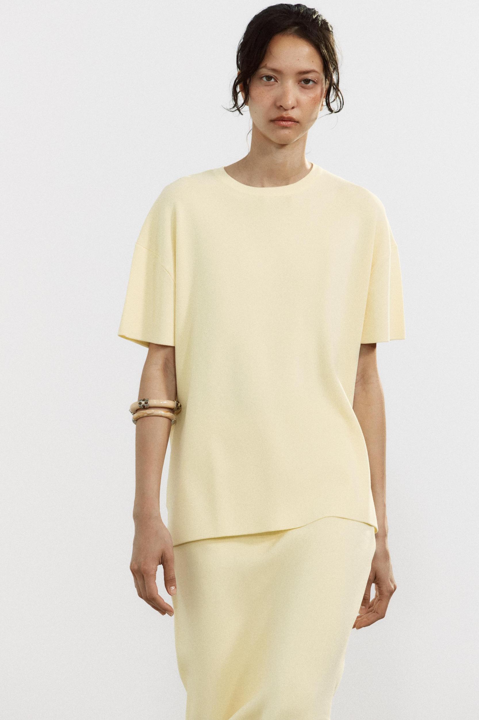 OVERSIZED SHORT SLEEVE KNIT TOP Product Image