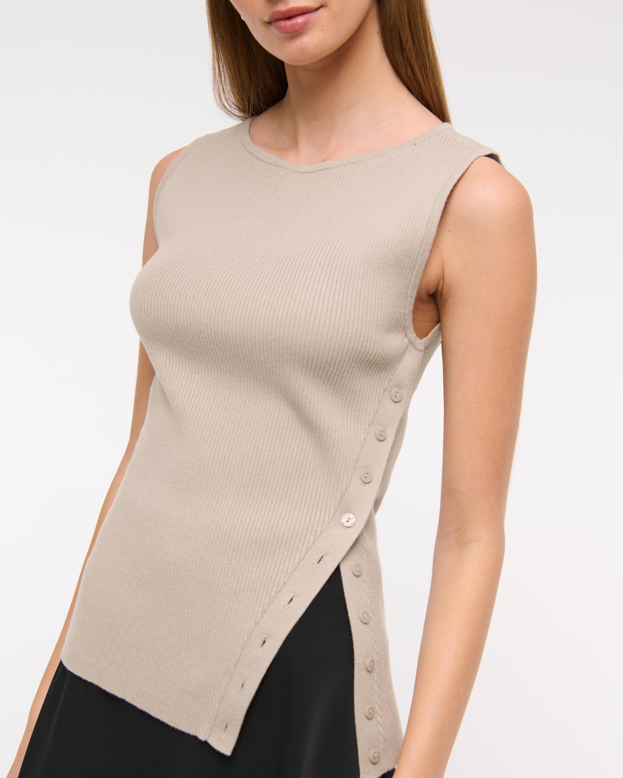 Asymmetrical Button Sweater Tank Product Image