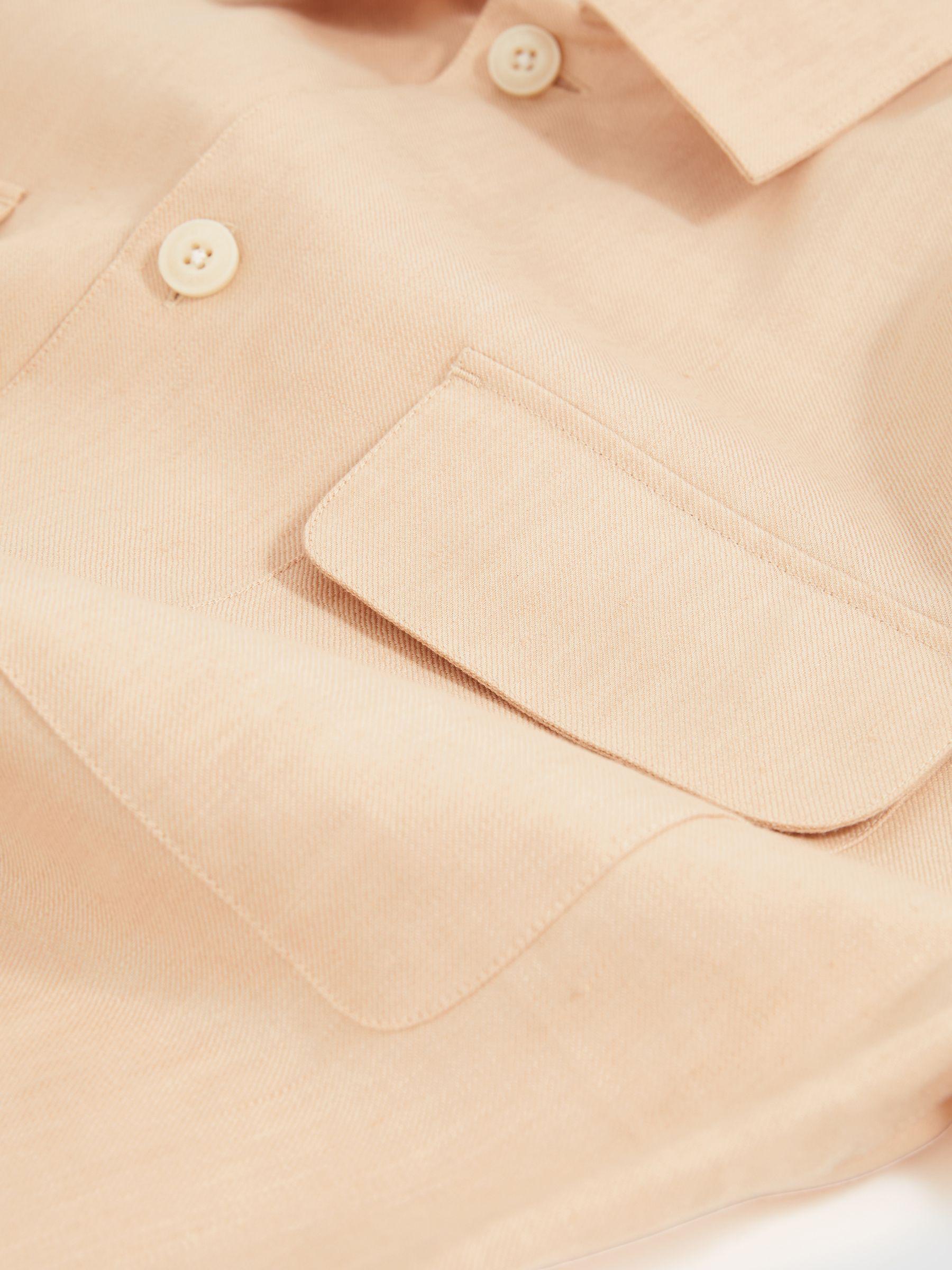 Linen Twin-Pocket Overshirt in Stone Product Image