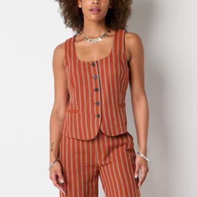 a.n.a Button Front Linen Blend Womens Vest Product Image