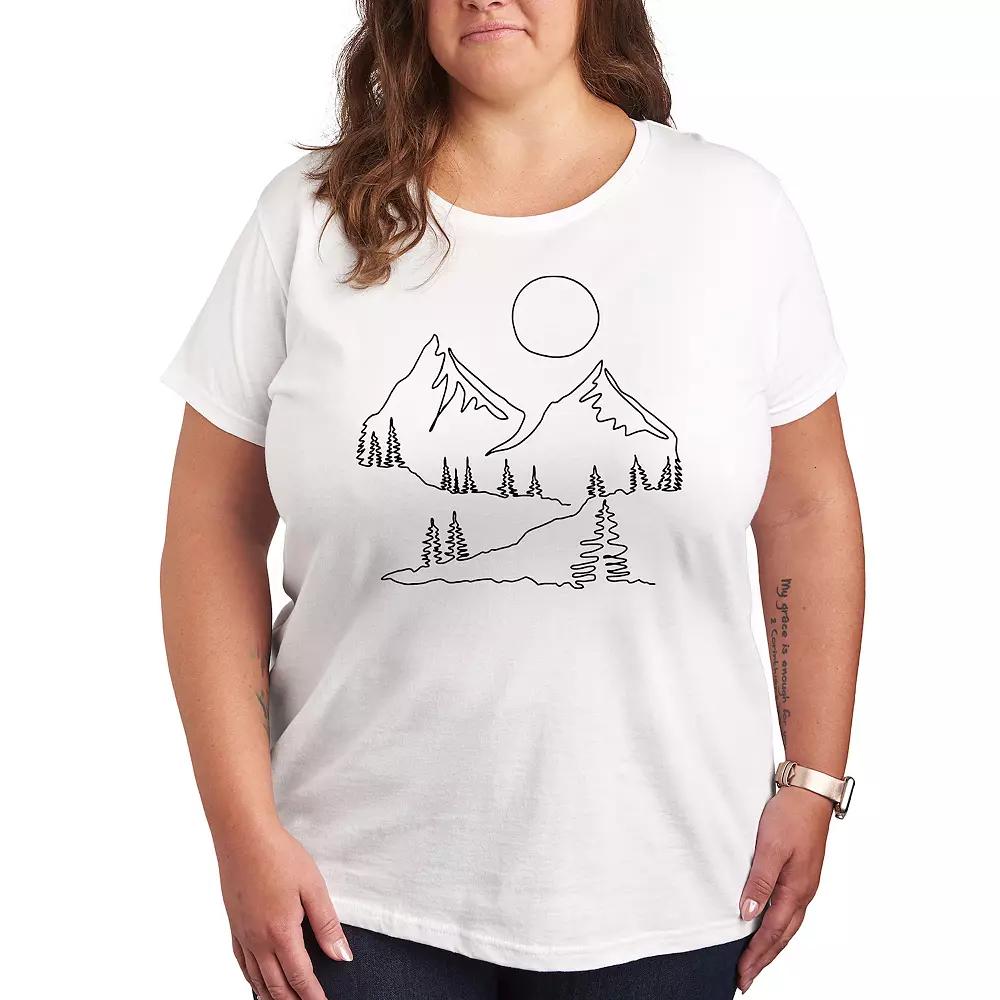 Plus Mountain Line Drawing Graphic Tee, Women's,  Product Image