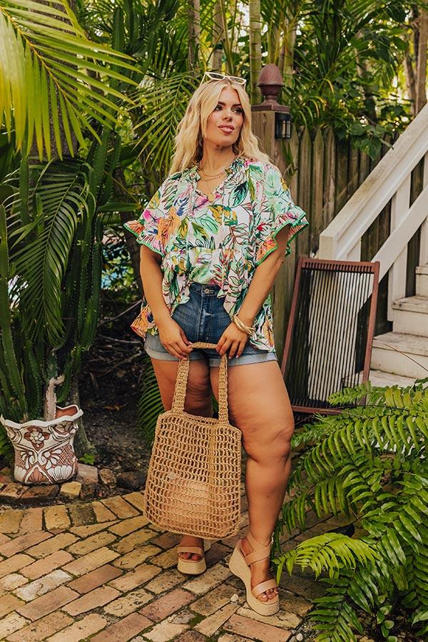 Tropical Treasures Shift Top in Ivory Curves Product Image