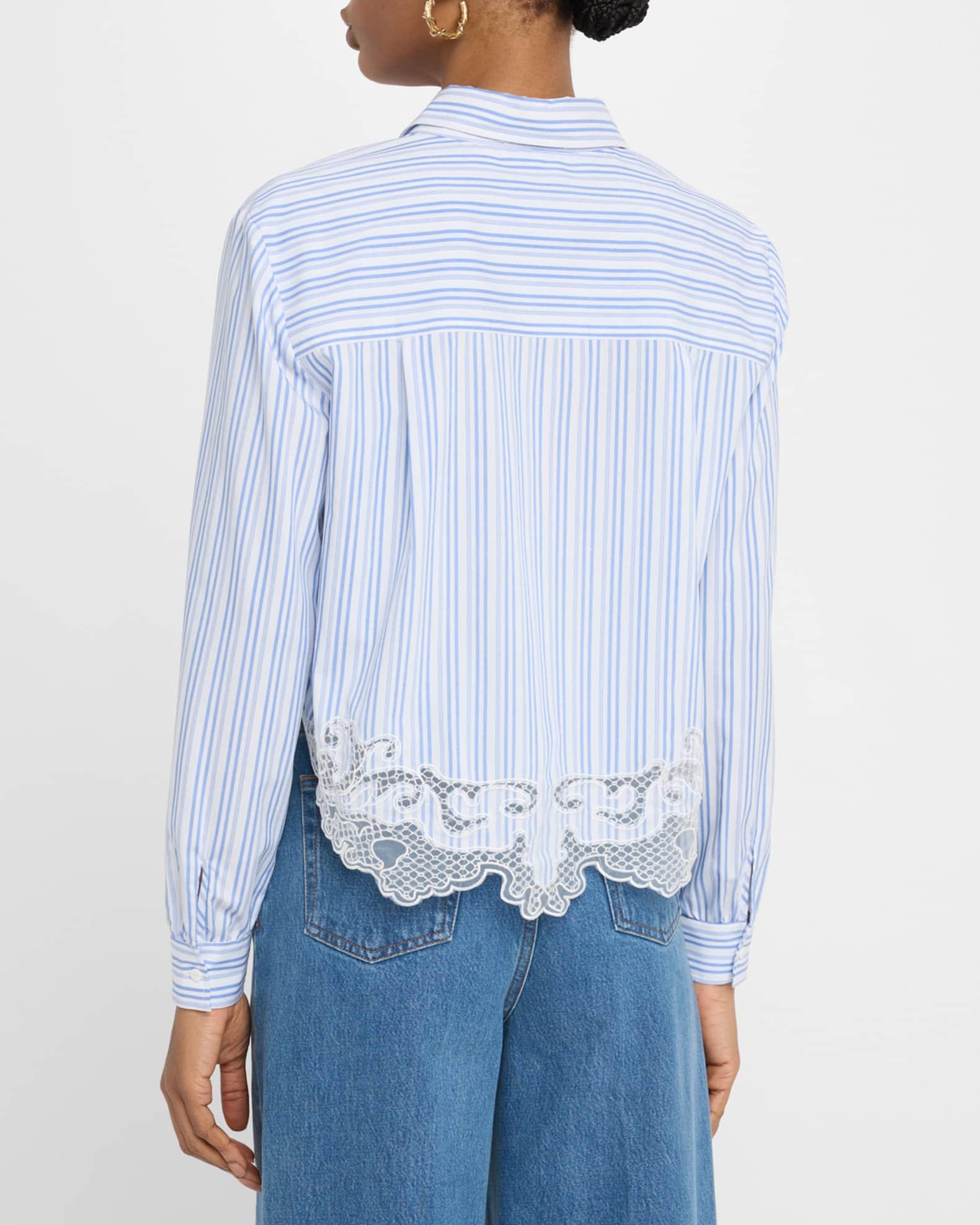 Gia Striped Embroidered Button-Front Shirt Product Image