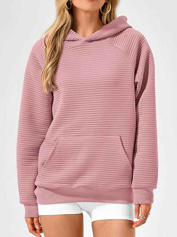 Hooded Long Sleeves Pockets Solid Color Split-Joint Hoodies Tops Product Image