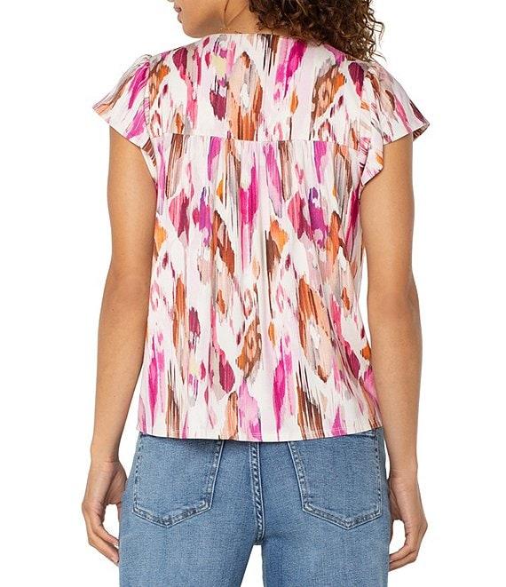 Liverpool Los Angeles Knit V-Neck Short Flutter Sleeve Top Product Image