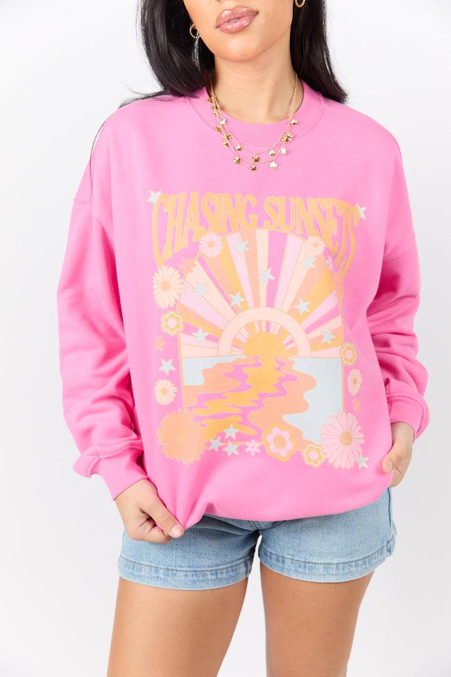 Chasing Sunsets Pink Graphic Sweatshirt Product Image