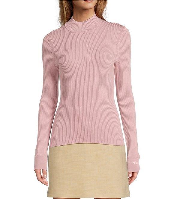 Tara Jarmon Prudie Ribbed Knit Mock Neck Long Sleeve Top Product Image
