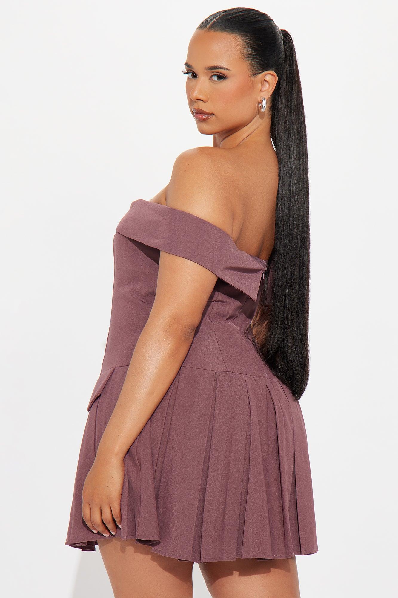 Amani Pleated Micro Mini Dress - Purple Product Image