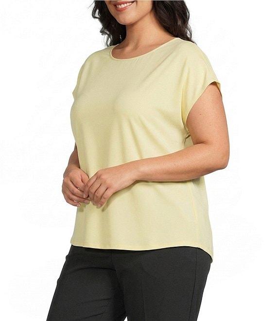 Investments Plus Size Cap Sleeve Boat Neck Rory Knit Tee Product Image