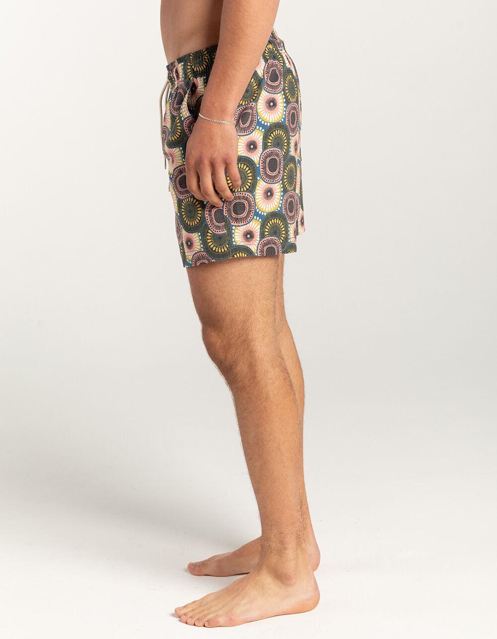 RSQ Mens Folk Circles 5" Swim Shorts - NAVY/YELLOW Product Image