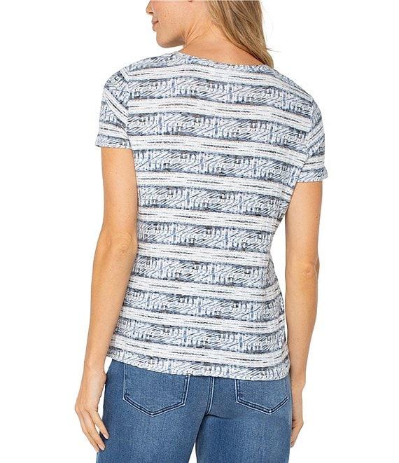 Liverpool Los Angeles Knit Stripe Scoop Neck Short Sleeve Top Product Image