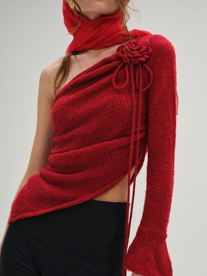 Ayanna Knit Top — Red Product Image
