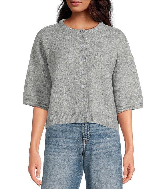 Petal & Pup Lilith Round Neckline Elbow Sleeve Button Front Cardigan Product Image