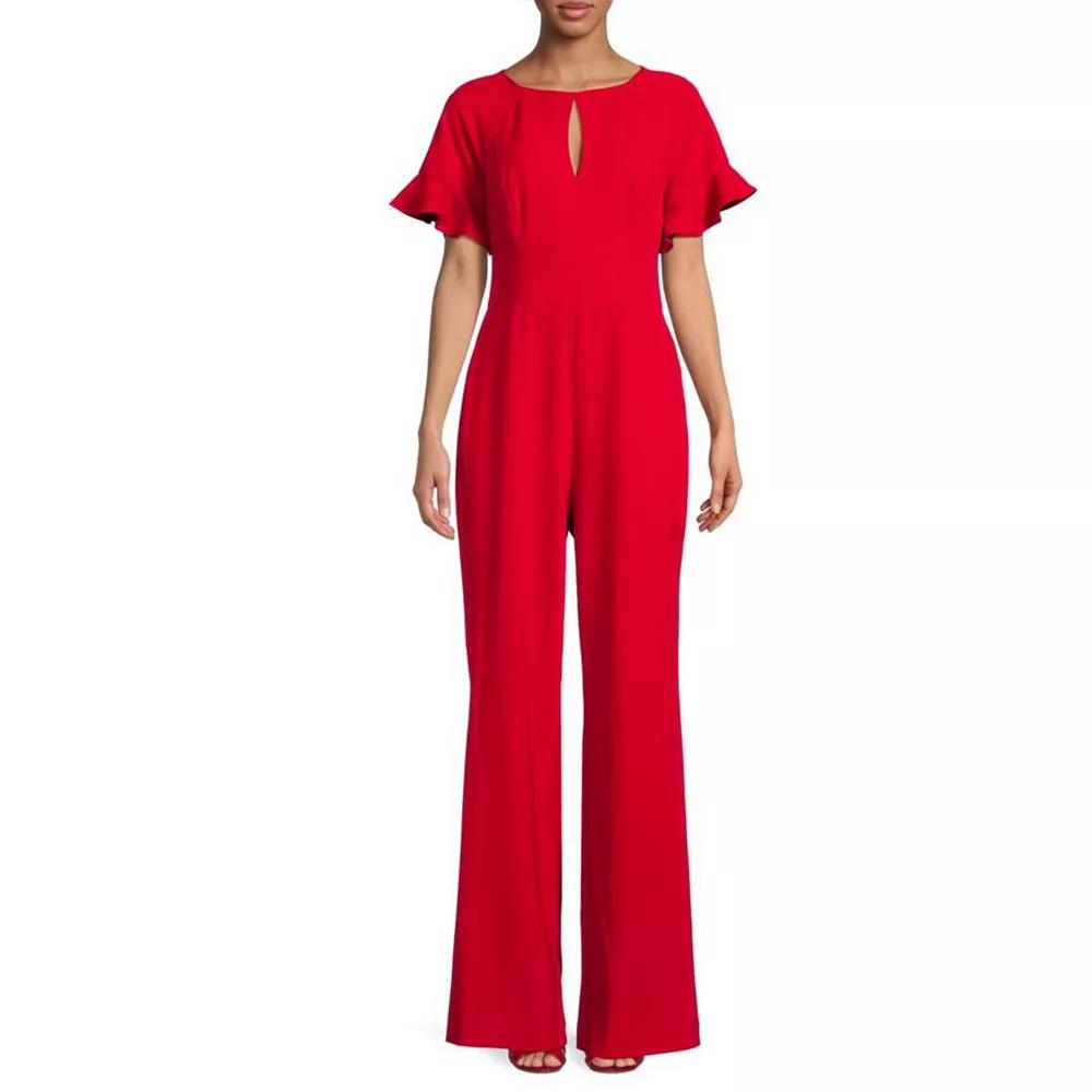 Women's Focus By Shani Flutter Sleeve Knit Jumpsuit,  Product Image