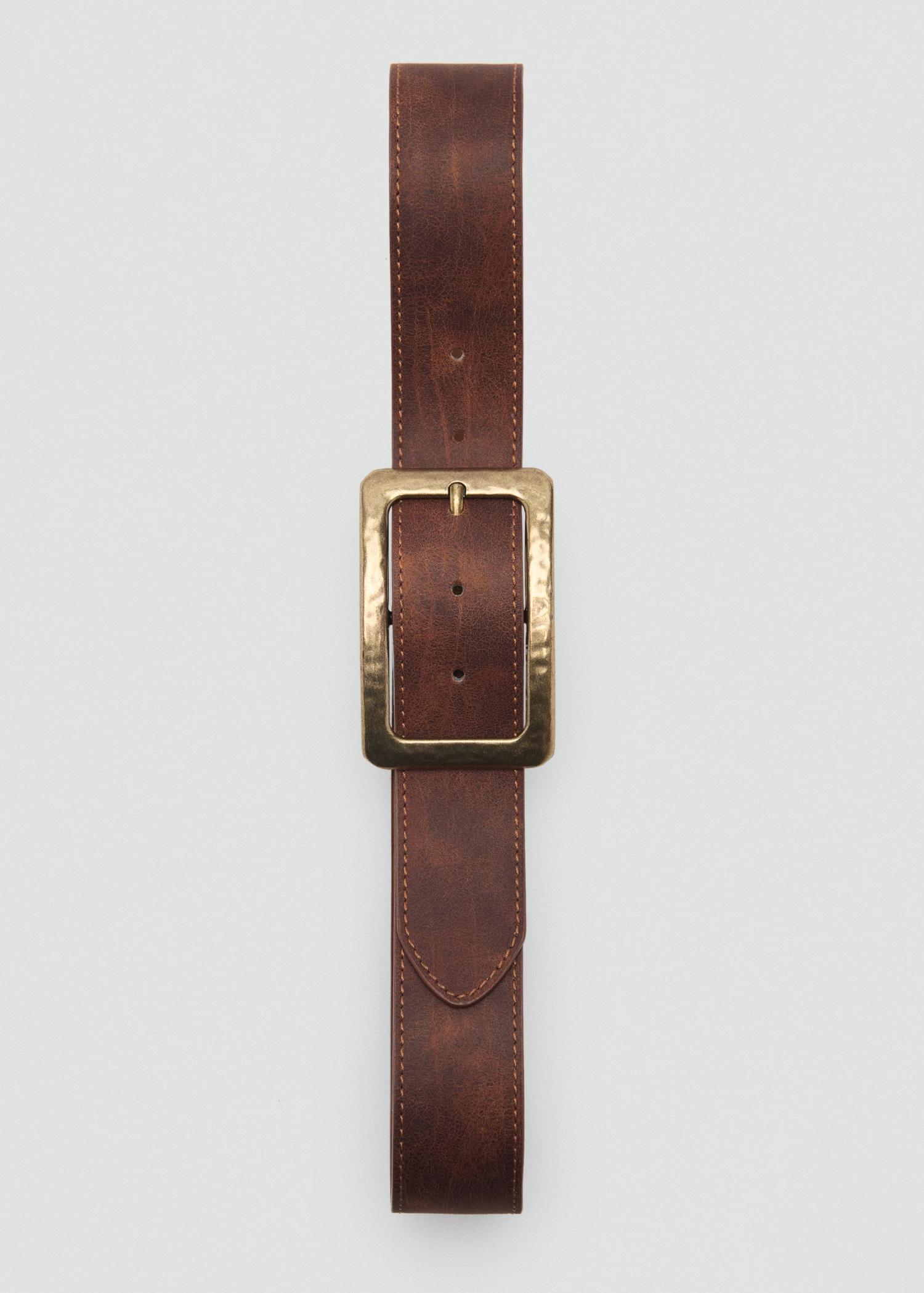 Textured square buckle belt - Women | MANGO USA Product Image