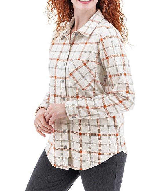 Aventura Luscious Plaid Fleece Collared Boyfriend Shirt Product Image
