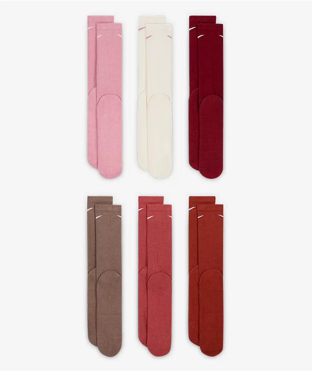 Nike Everyday Plus Cushioned Mauve 6 Pack Crew Socks Product Image