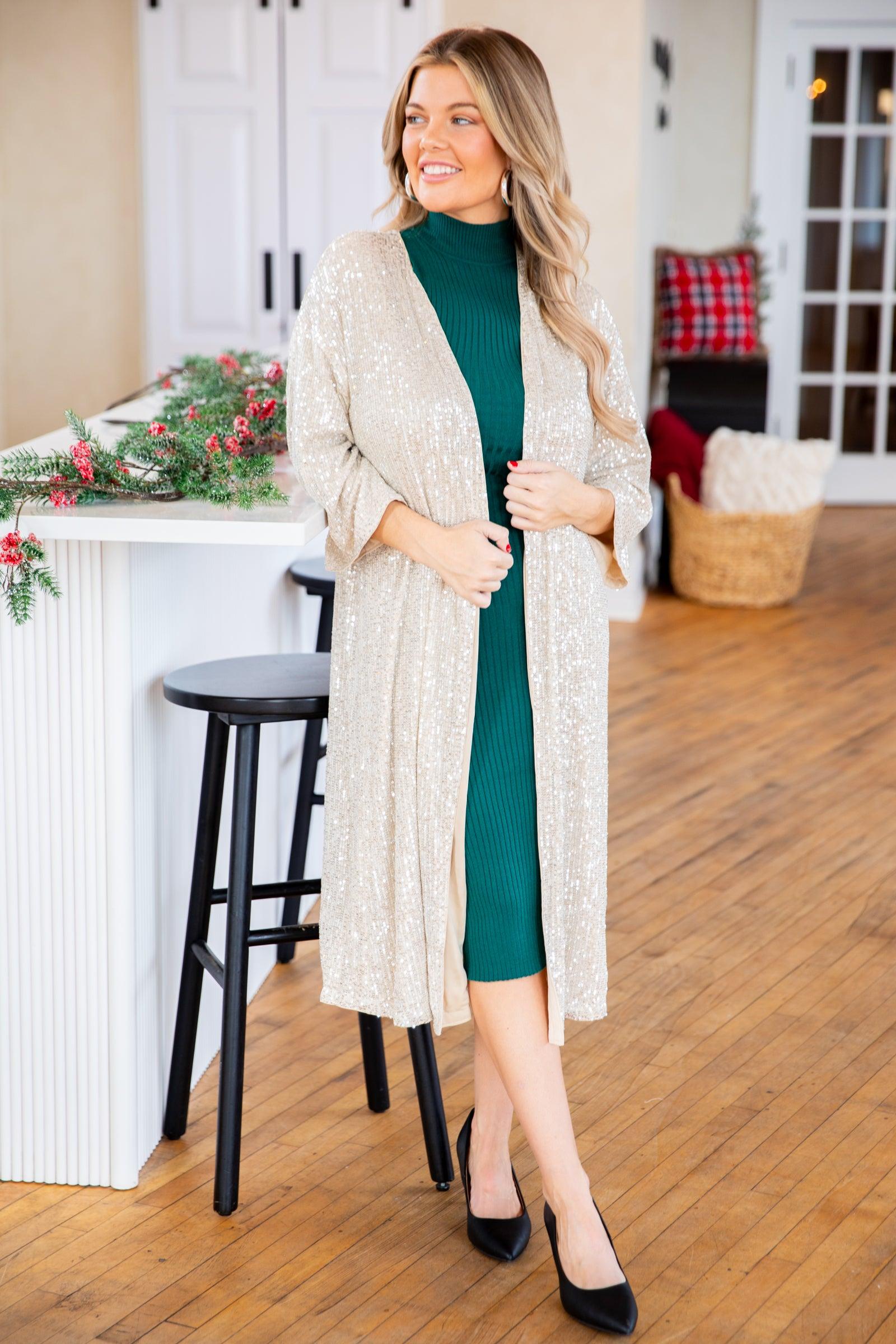 Beige Sequin Kimono Product Image