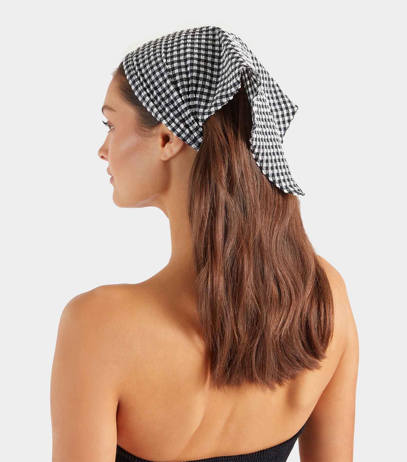 Sofia Gingham Headscarf - Black Gingham Product Image