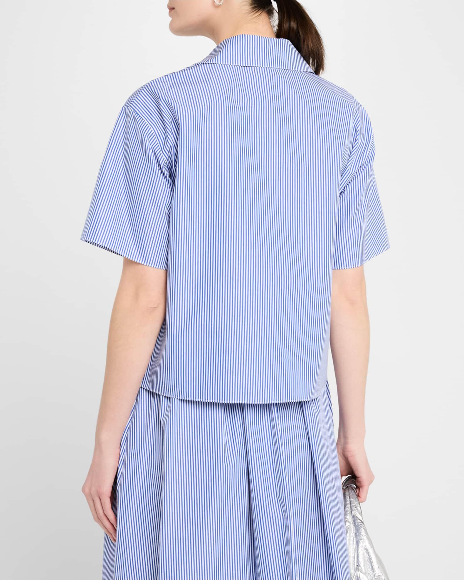 Striped Point-Collar Popover Blouse Product Image