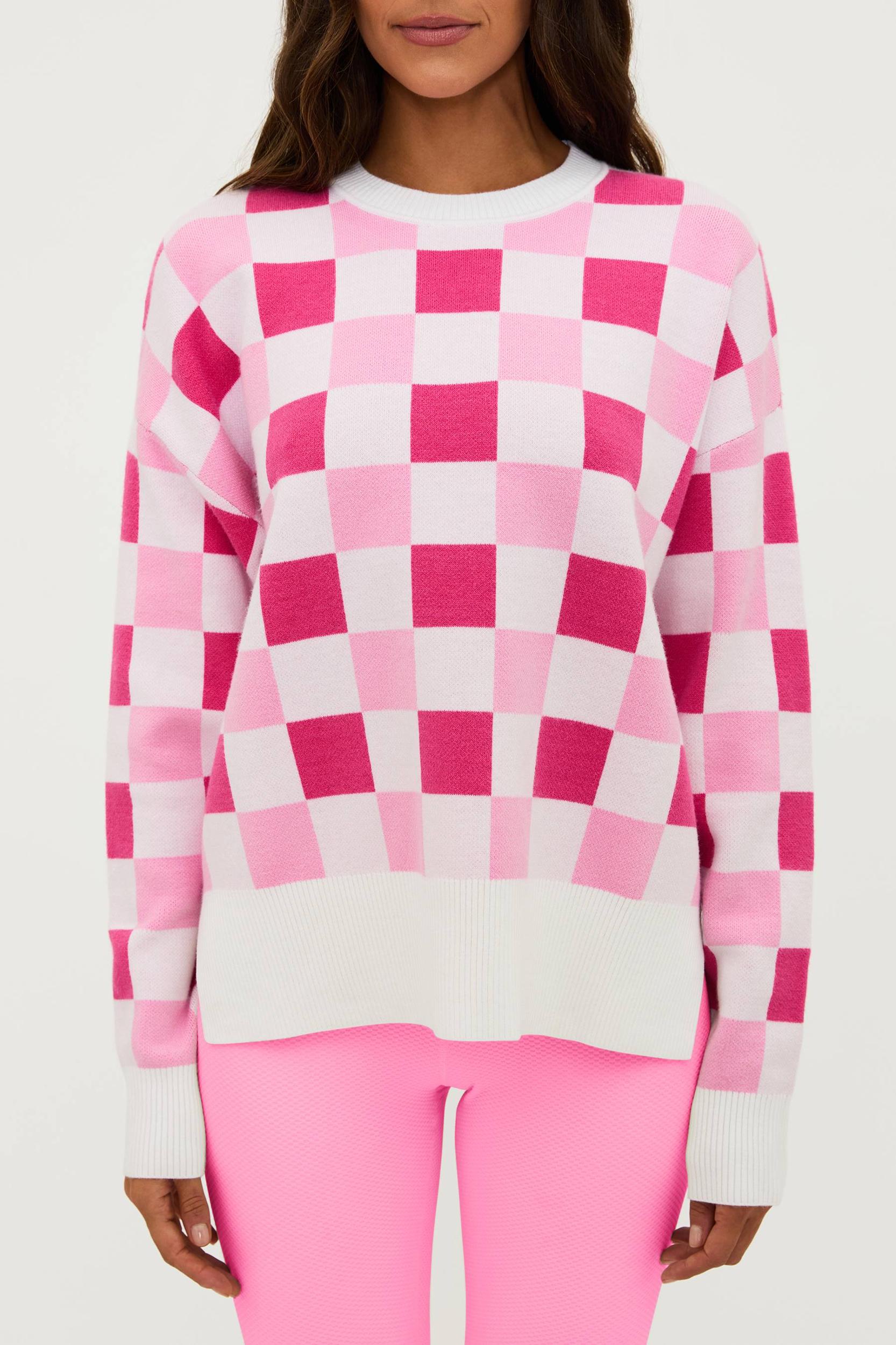 Callie Sweater Peony Petal Checker Product Image