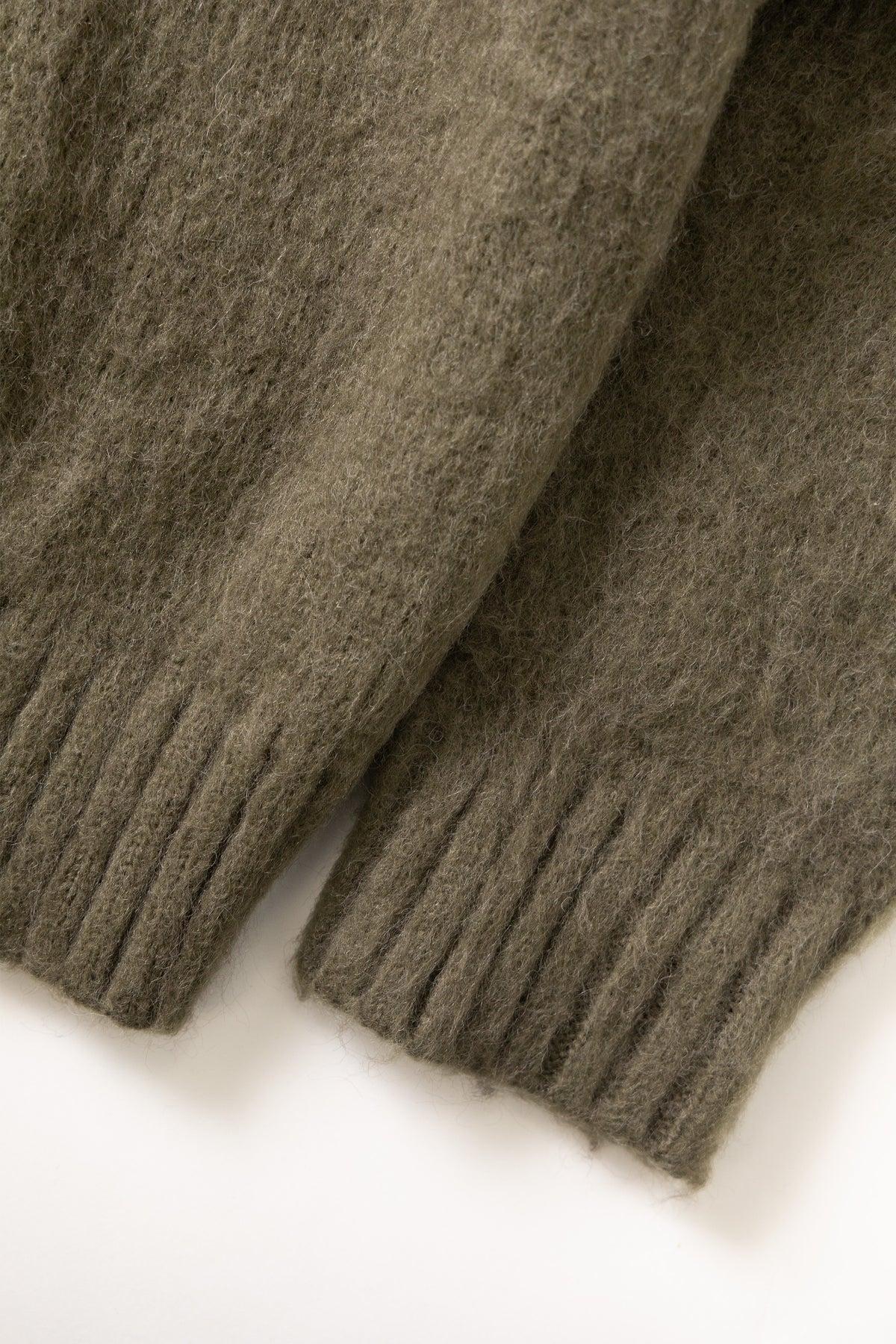 Blacksmith - Zip Mohair Cardigan - Olive Product Image