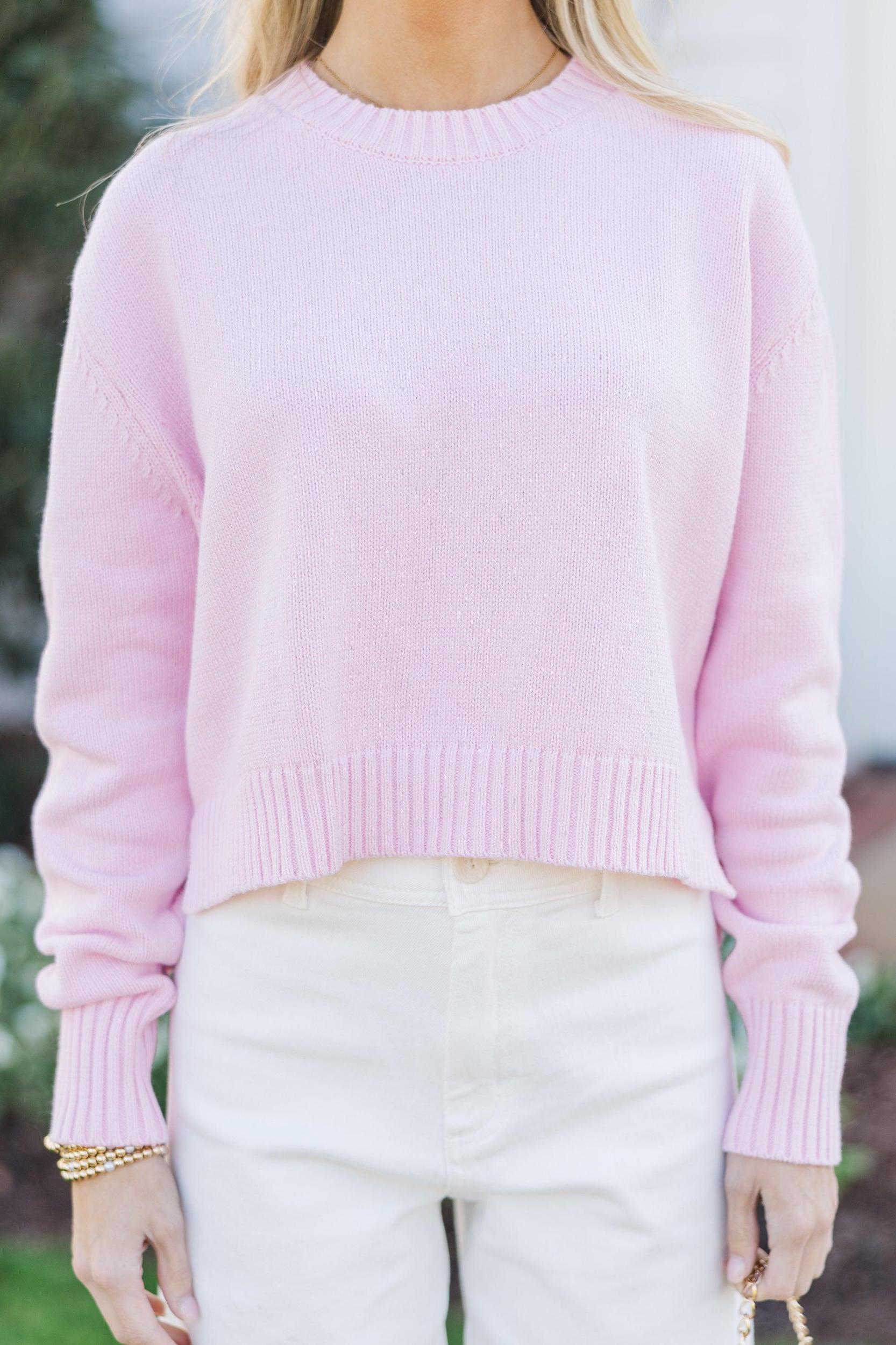 Lucky You Pink Cropped Sweater Female Product Image