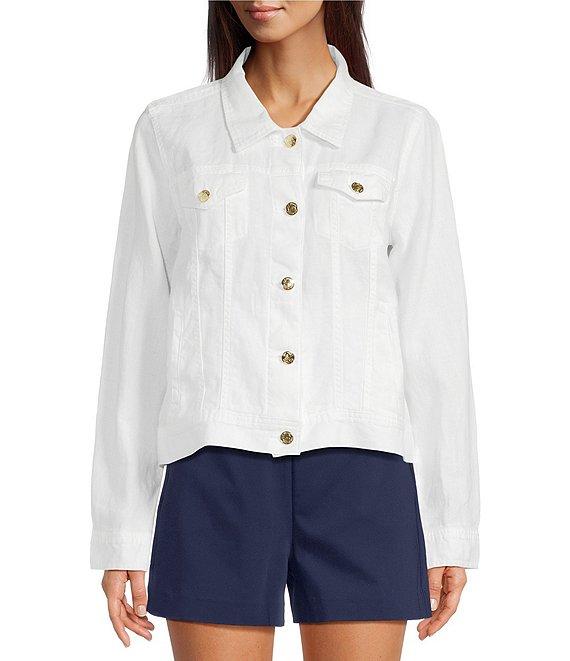 Lilly Pulitzer Seaspray Linen Point Collar Long Sleeve Jacket Product Image