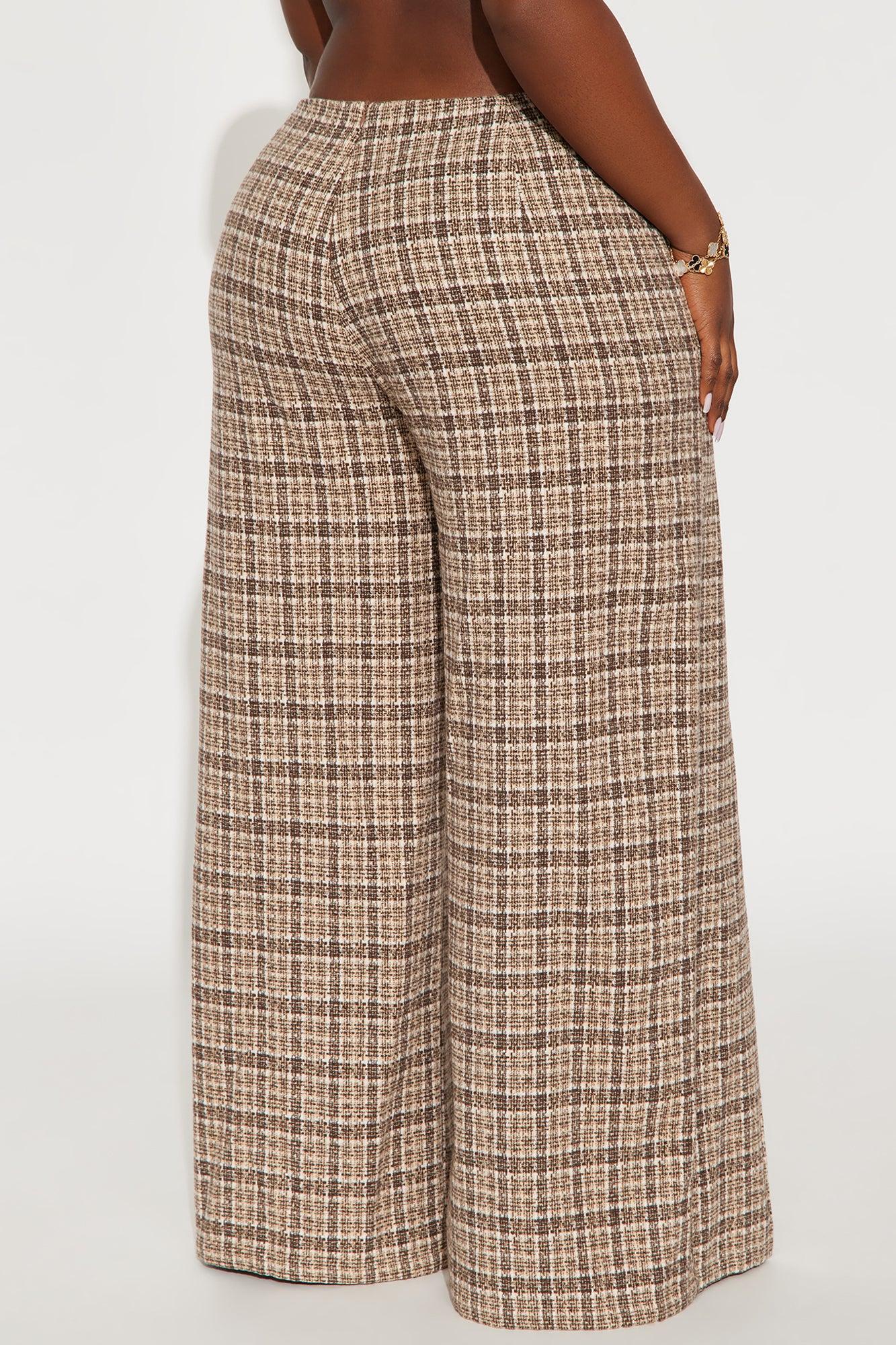 Nayeli High RiseWide Leg Plaid Pant 33 - Brown/combo Female Product Image
