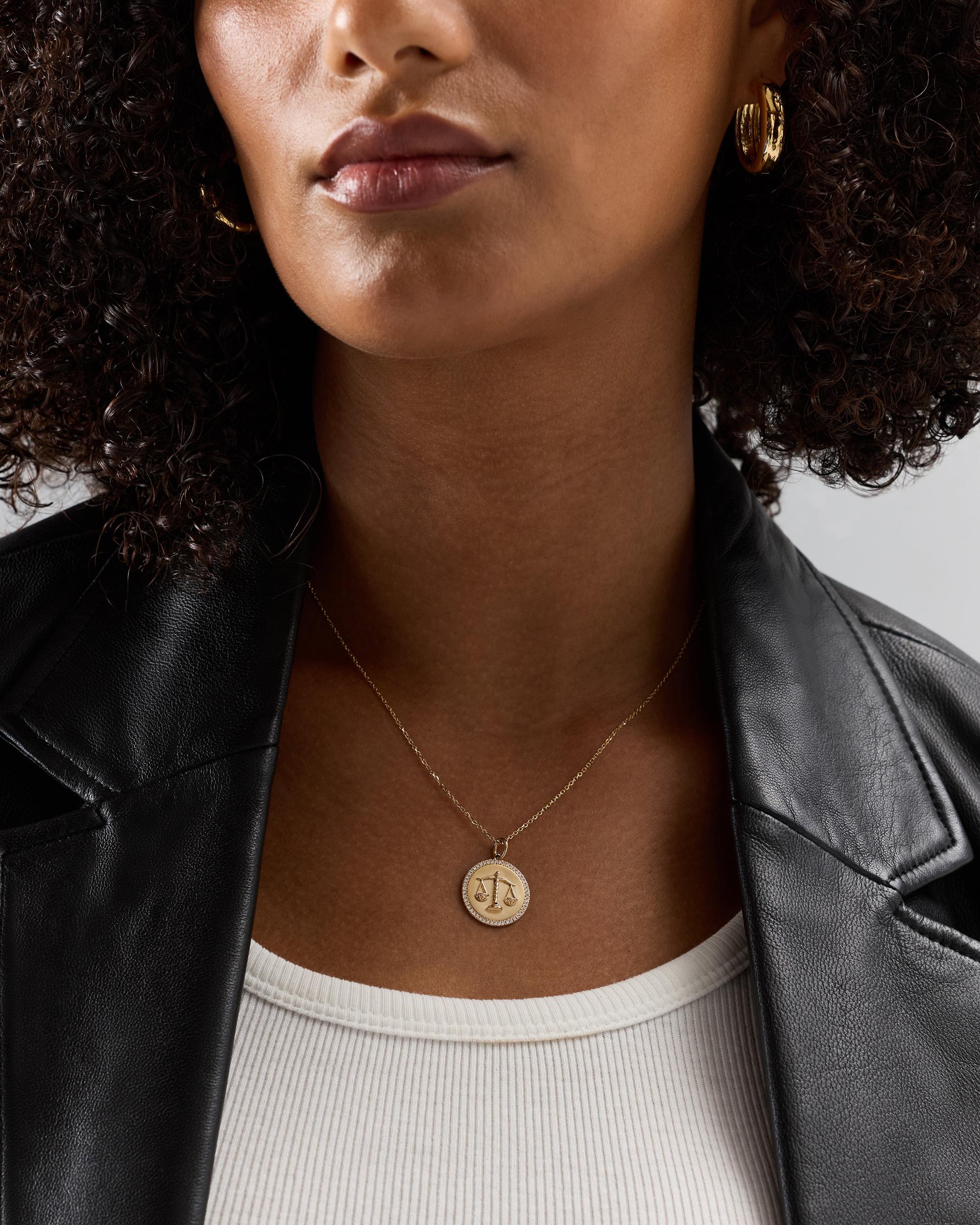 Quince | Women's 14K Gold Pave Zodiac Medallion Charm Product Image