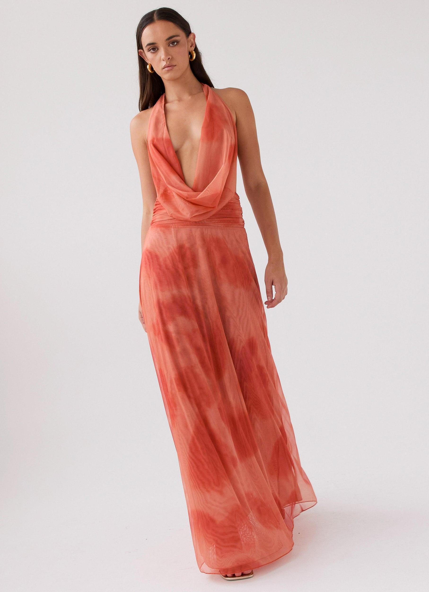 Elysia Chiffon Maxi Dress - Fiery Fusion Product Image