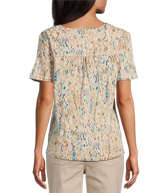Westbound Ikat Animal Short Sleeve V-Neck Top Product Image