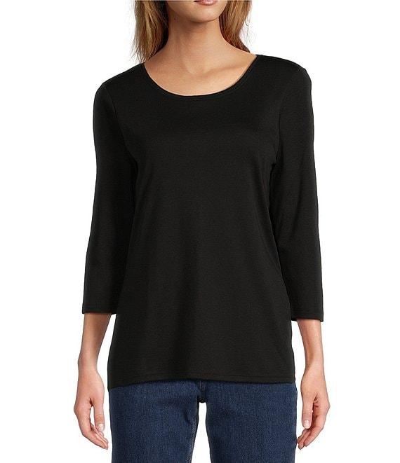 L.L.Bean Pima Cotton Crew Neckline Quarter Length Sleeve Tee Product Image