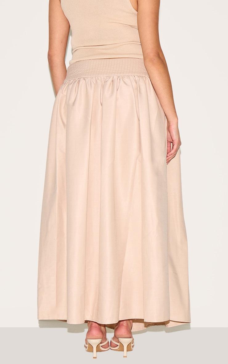 Plus Sand Woven Drop Waist Rib Panel Maxi Skirt Product Image