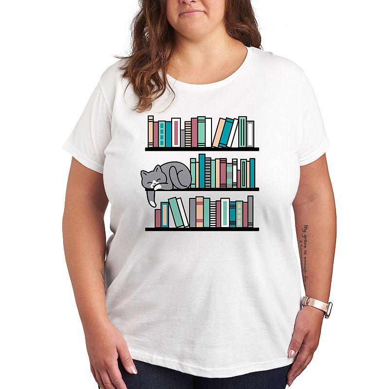Plus Cat Book Shelf Graphic Tee, Women's,  Product Image