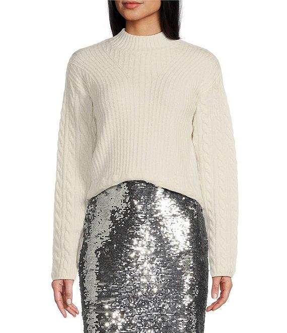 GB Cable Knit Mock Neck Sweater Product Image