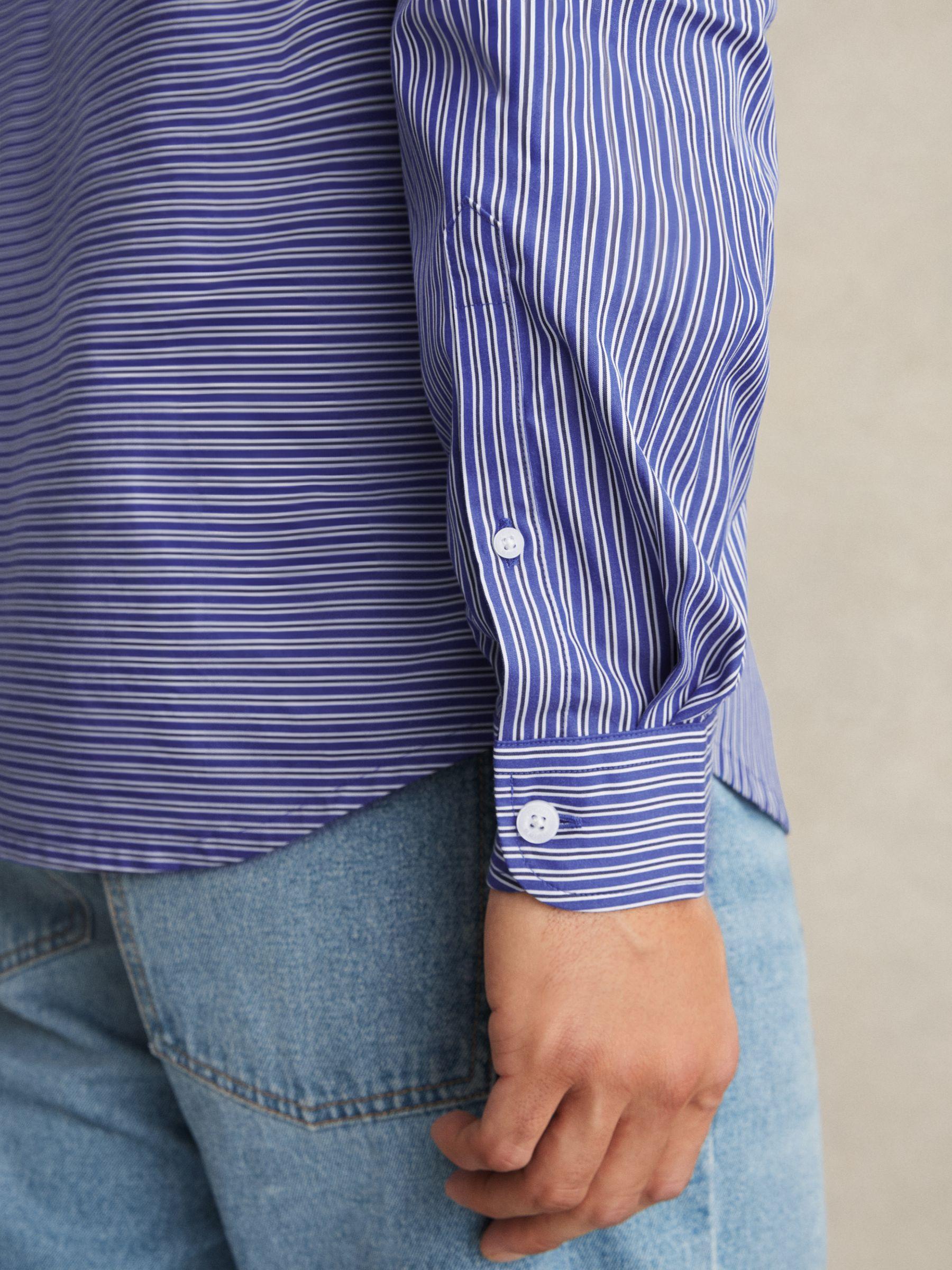 Cotton-Poplin Stripe Twin-Pocket Shirt in Blue/White Product Image