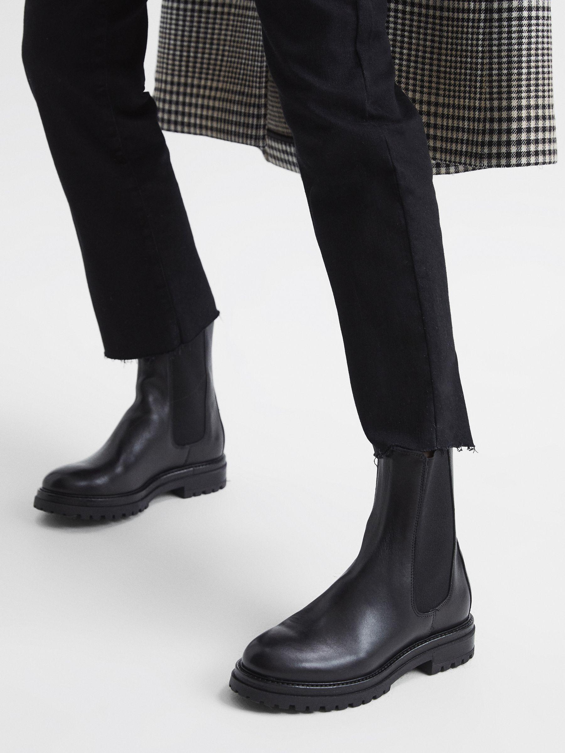 Leather Pull On Chelsea Boots in Black Product Image