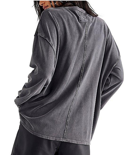 Free People Fade Into You Scoop Neck Long Sleeve Front Pocket Tee Shirt Product Image