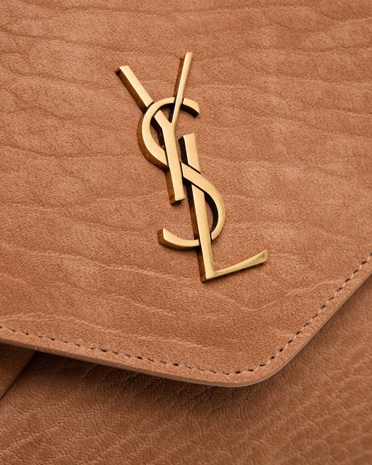 Large YSL Envelope Pouch Clutch Bag in Pebbled Leather  Product Image