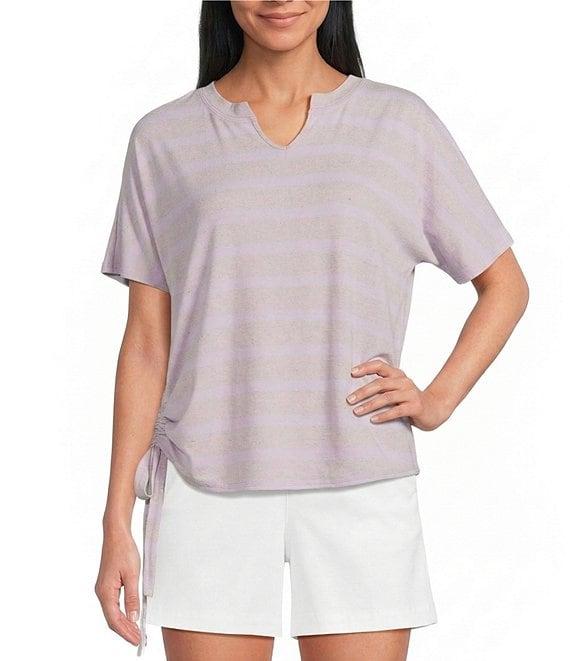 Westbound Short Sleeve V-Neck Side Tie Top Product Image