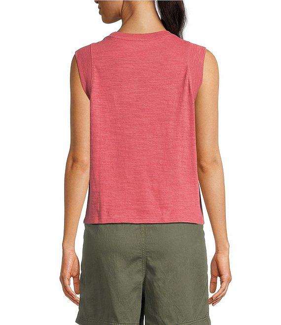Faherty Sunwash Organic Cotton Slub Knit Crew Neck Sleeveless Muscle Tank Product Image