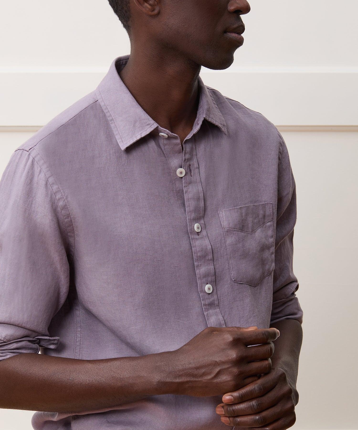 Slim Sea Soft Irish Linen Point Collar Shirt Product Image