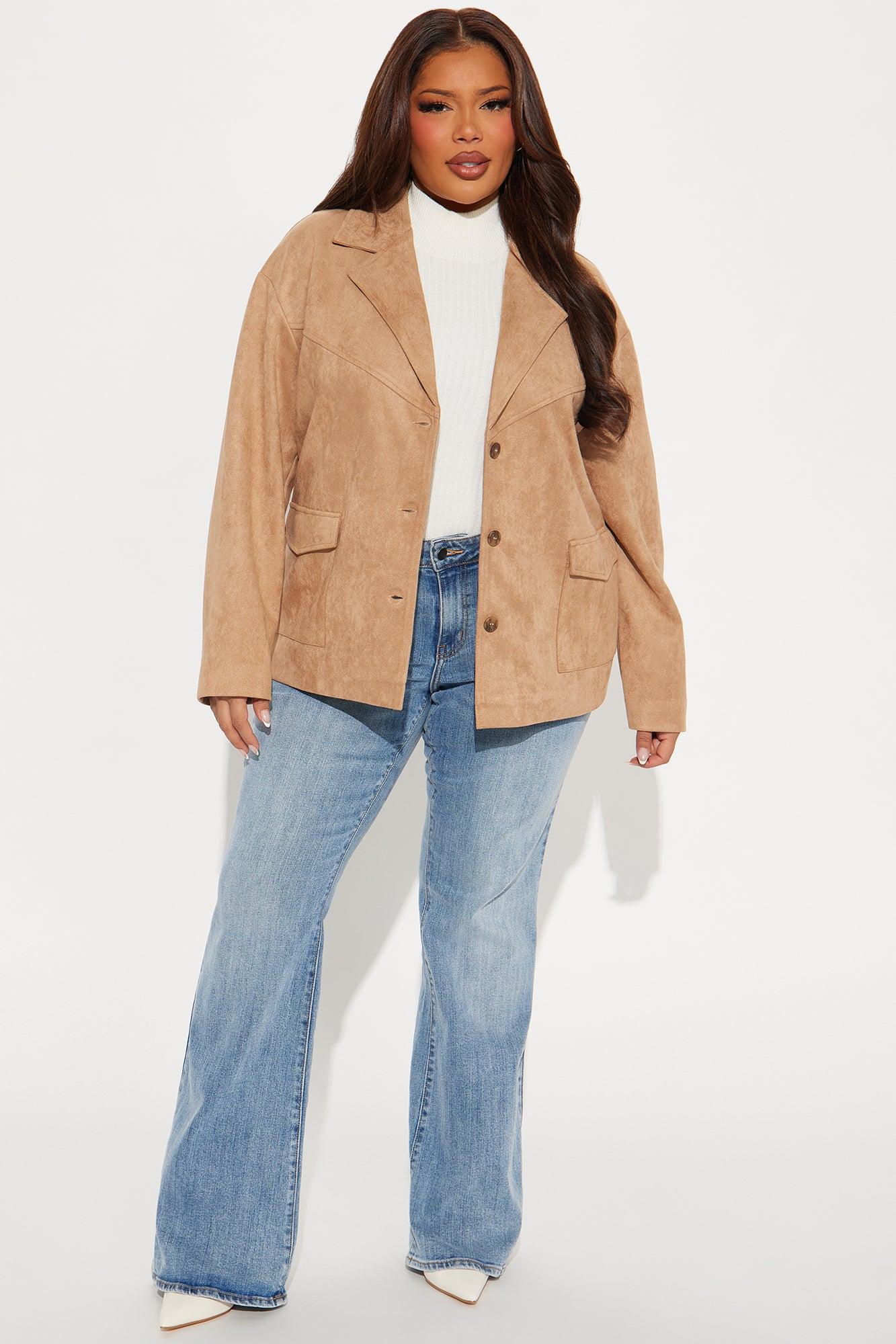 Everyday Casual Faux Suede Shacket - Taupe Female Product Image